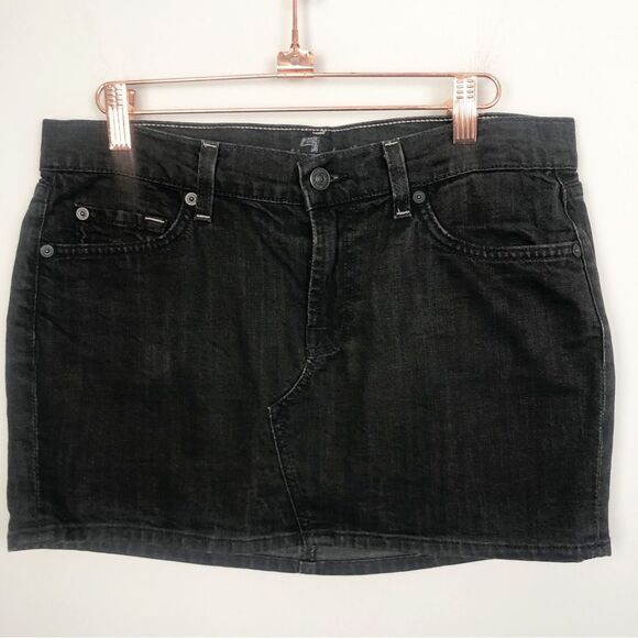 7 FOR ALL MANKIND | Black Denim Mini Skirt Women’s Size 29 (8) - Picture 1 of 8
